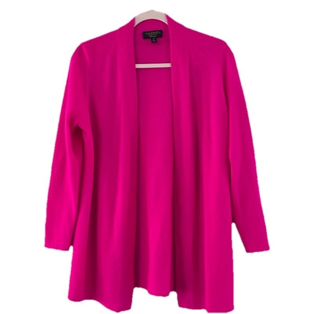 Charter Club 100% Cashmere Cardigan Sweater Size Medium Hot Pink Soft Statement